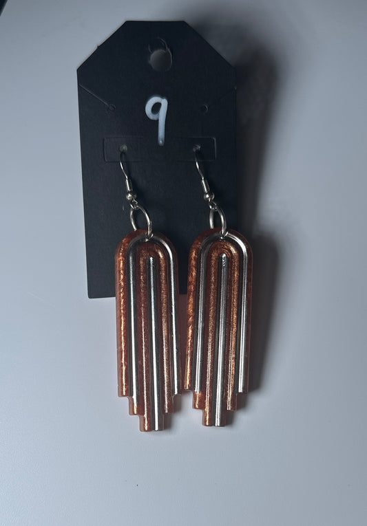 LBN “Copper Luxe” Retro Ladder Earrings-Handmade Clay