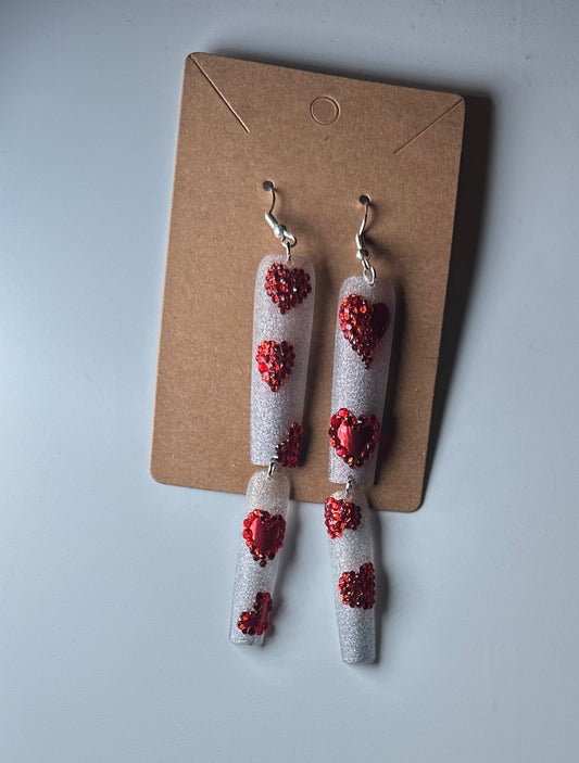 Heart Throb-Handmade Press-On Nail Earrings