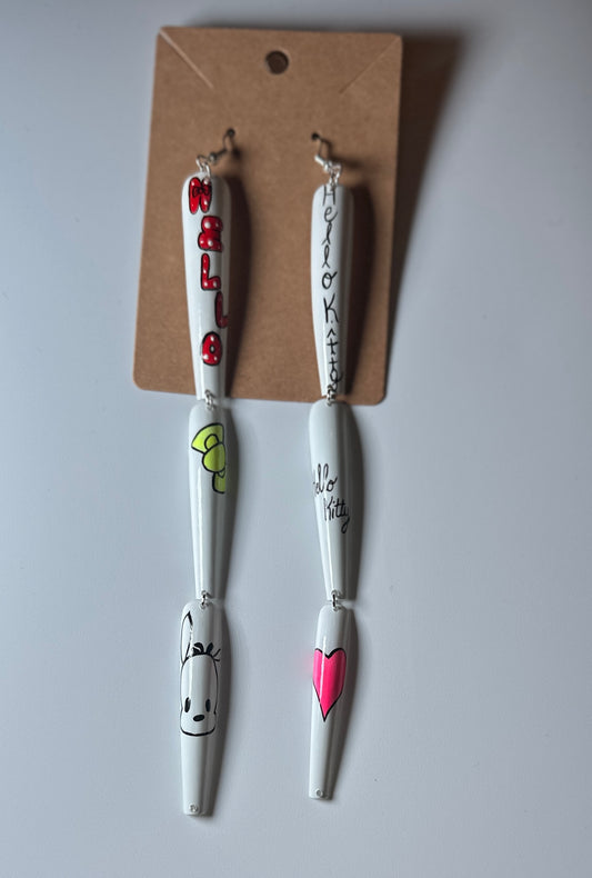 Hello K Love Dangles – Handmade Press-On Nail Earrings