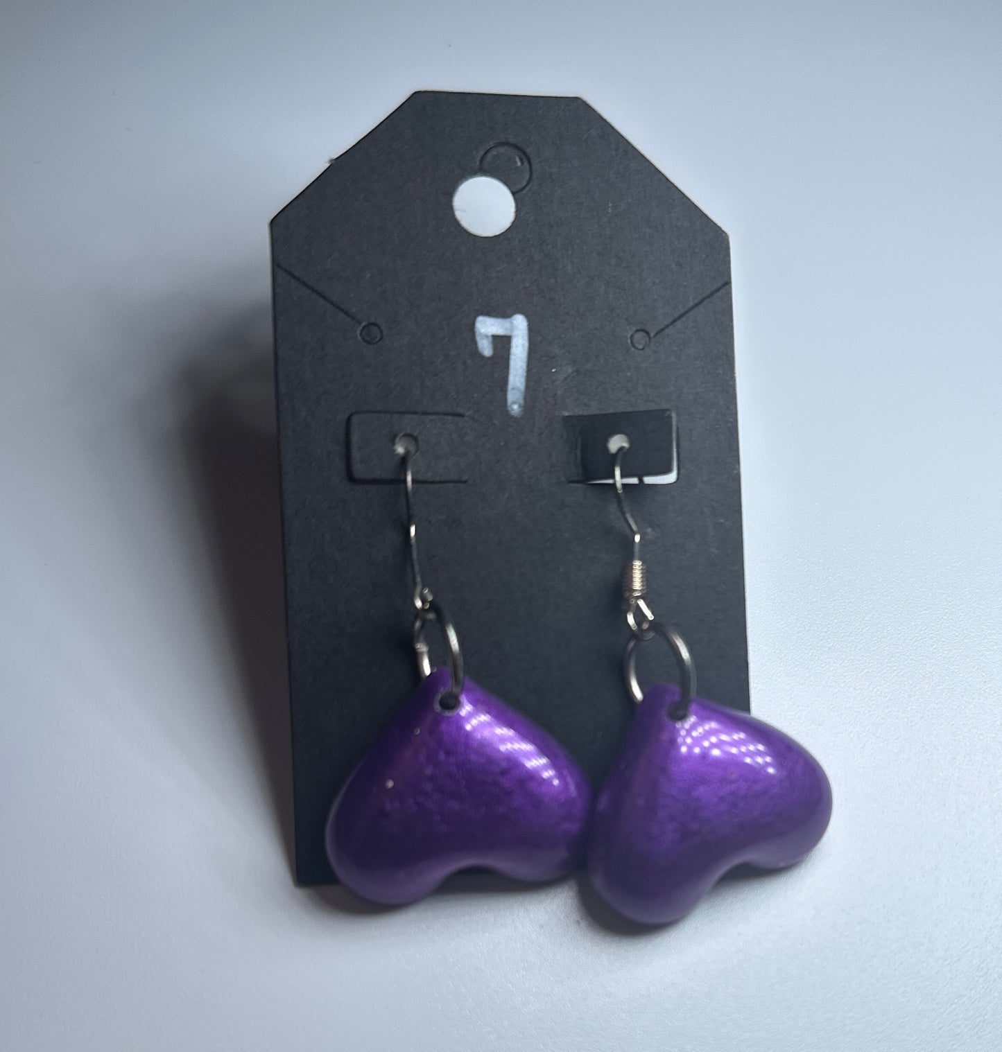 LBN “Plush Crush” Puffy Heart Earrings – Purple Handmade