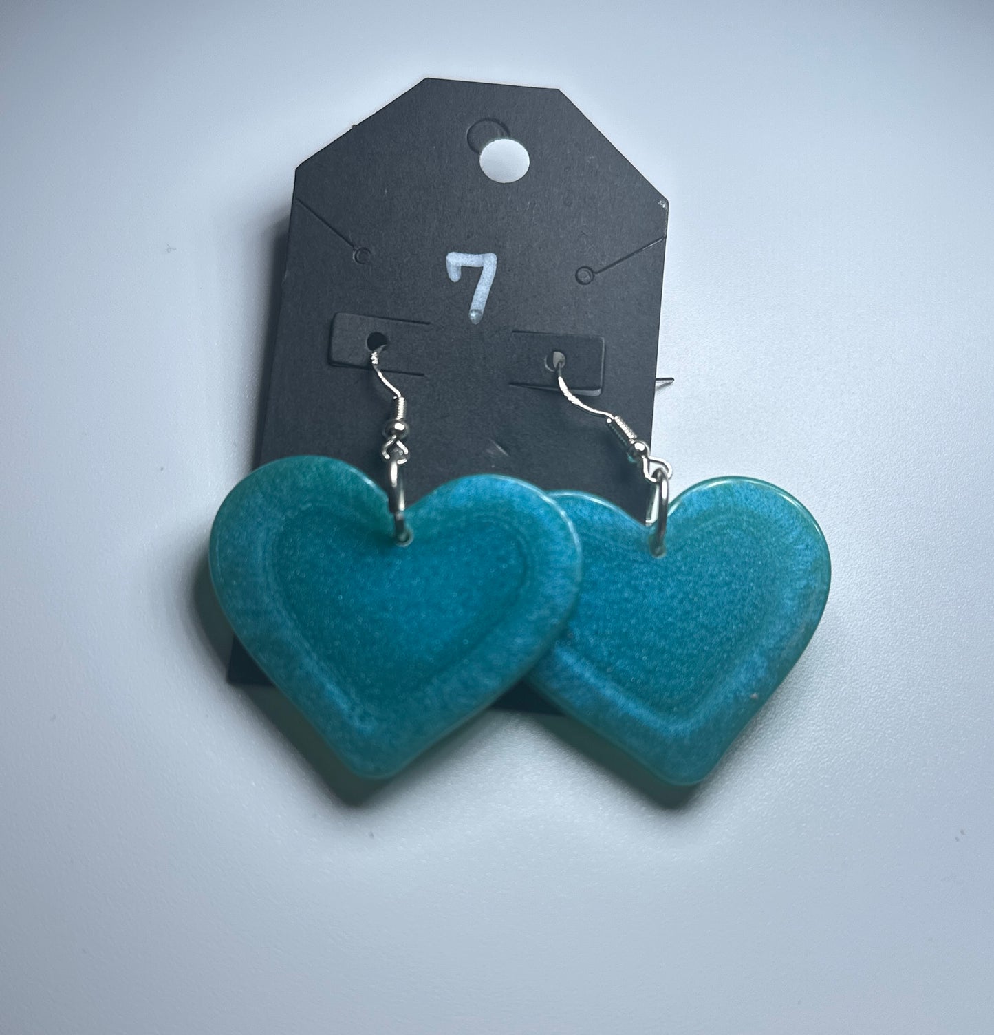 Blue Crush Resin Heart Dangle-Handmade Earrings