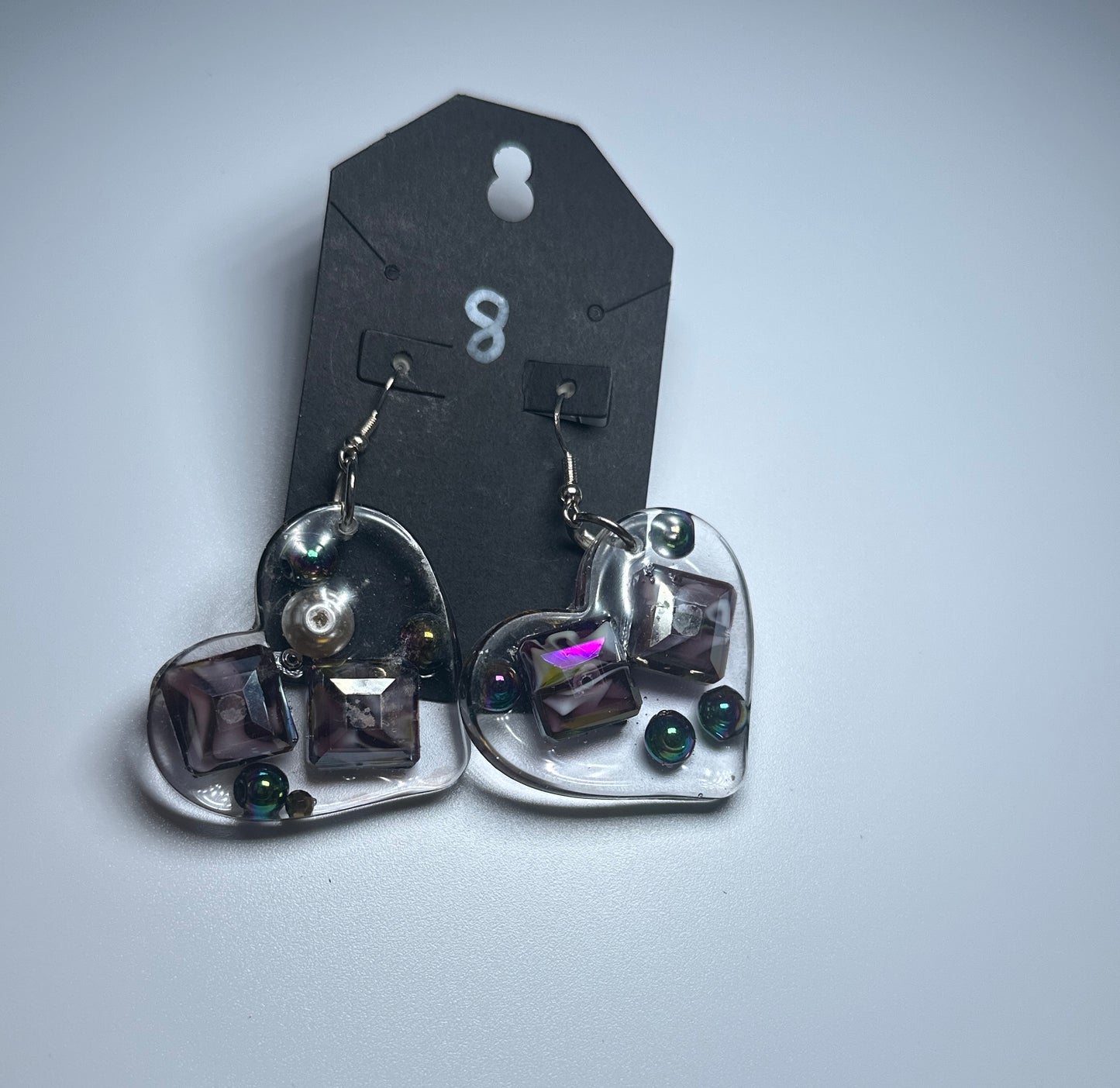 LBN “Crystal Love” Resin Heart-Handmade Earrings