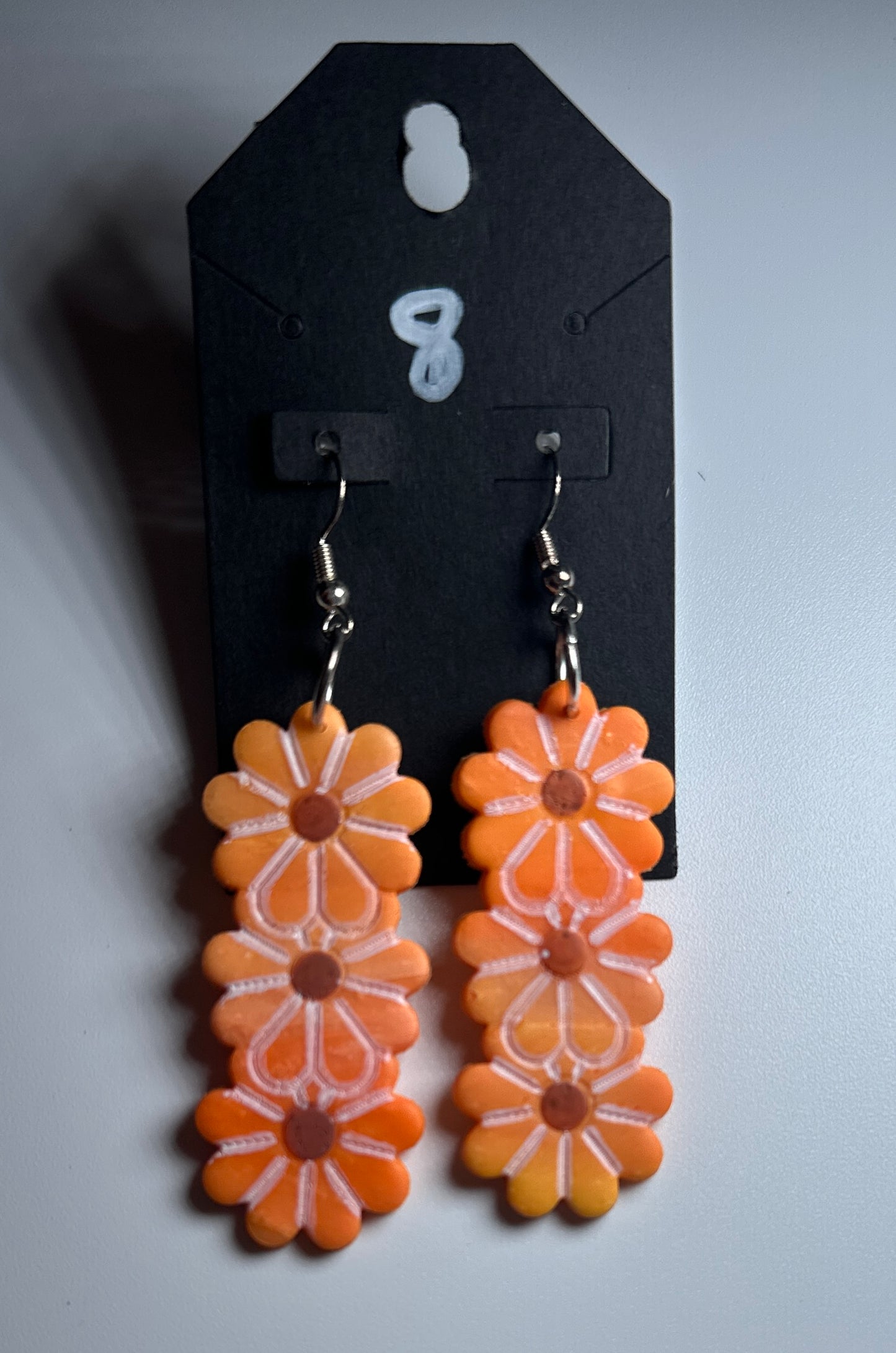Orange Daisy Stack Earrings – Handmade Clay