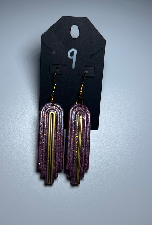 Golden Glimmer Arches – Glitter Drop Earrings