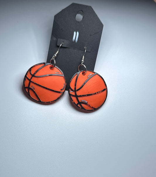 Basketball Dangle Earrings – Sports Lover Jewelry, Handmade Clay Hoops