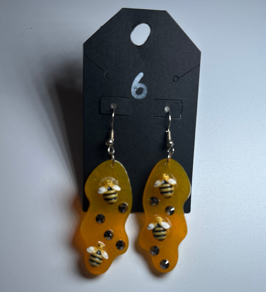 Honey Drip Resin Bee-Handmade Earrings