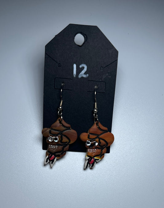Cowboy Skullz – Rhinestone Skeleton Western Earrings