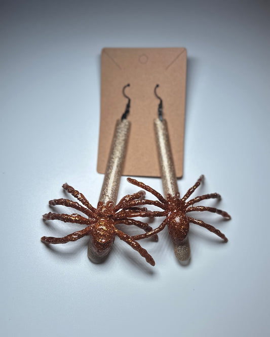 Creep & Sparkle” Spider Press-On Nail Earrings