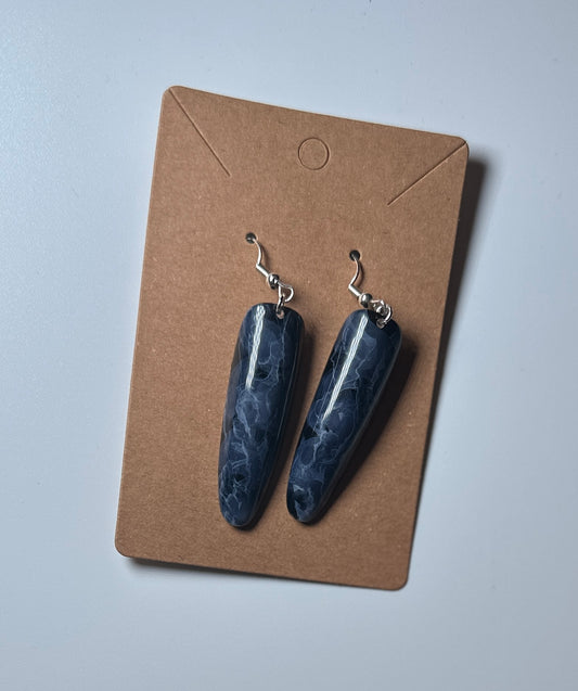 Midnight Marble 2-Handmade Press-On Nail Earrings