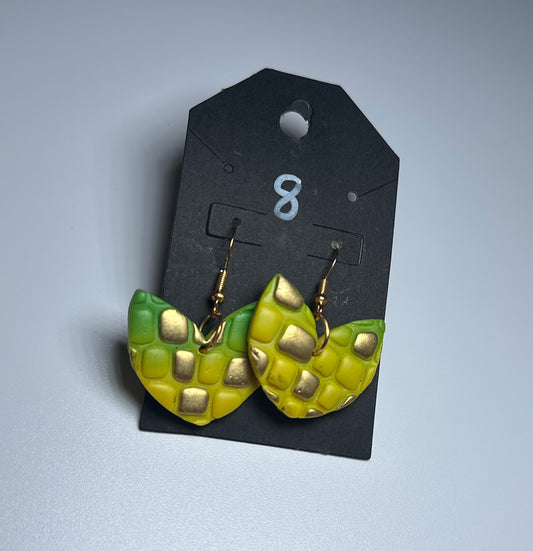 LBN “Golden Garden” Grid-Heart-Handmade Clay Earrings