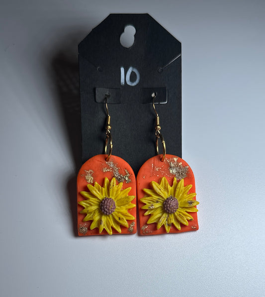 Golden Bloom – Sunflower Clay Earrings