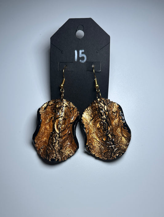 Handmade Metallic Black & Gold Textured Earrings – Luxe Artisan Statement Jewelry