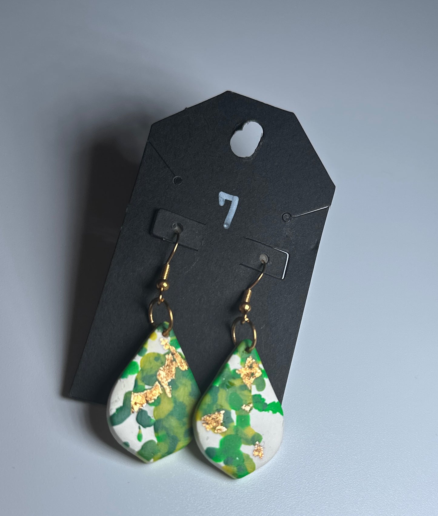 Emerald Forest Teardrop-Handmade Clay Earrings