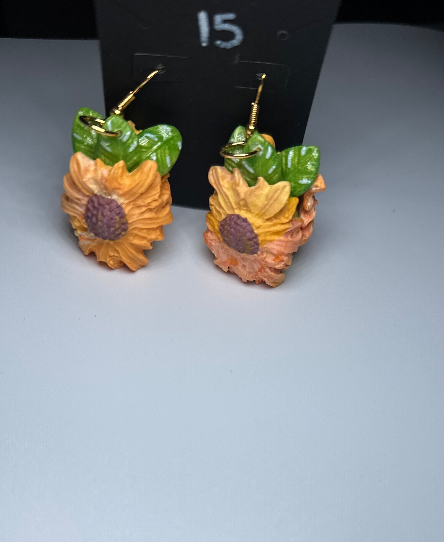 Sunny Bloom Drops – 3D Sunflower Clay Earrings