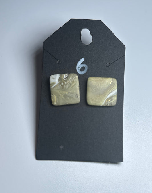 LBN “Stone Calm” Marbled Clay Studs-Handmade Earrings