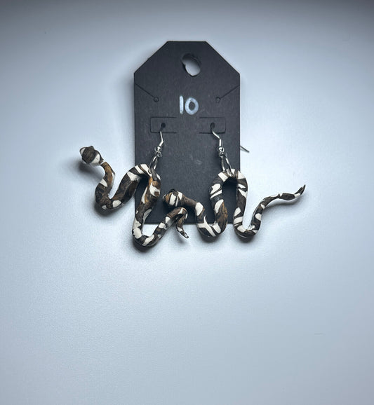 Snake Dangle Earrings – Handmade Clay Serpent Jewelry for Bold Style