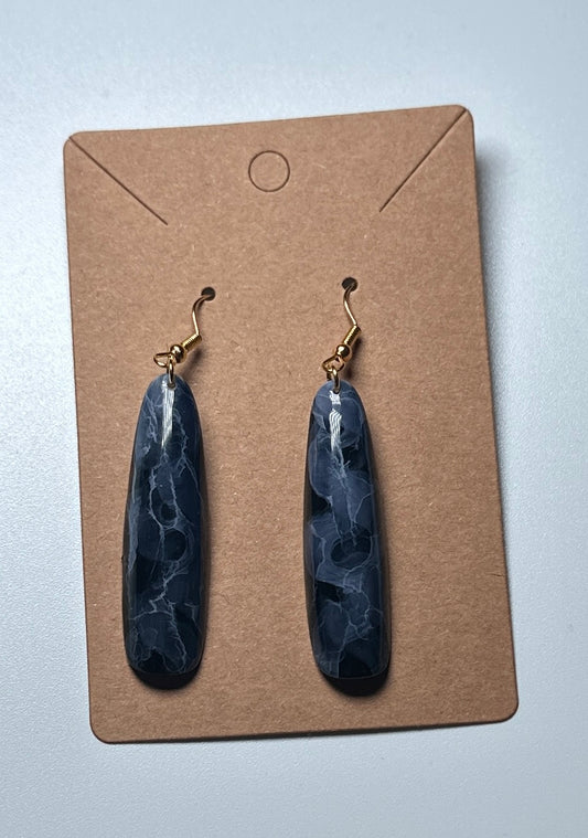 Marble Mood - Handy Black Swirl Nail Earrings