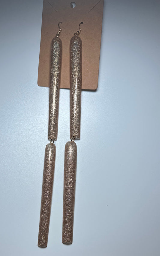 Golden Glimmer Press-On Nail Dangle Earrings