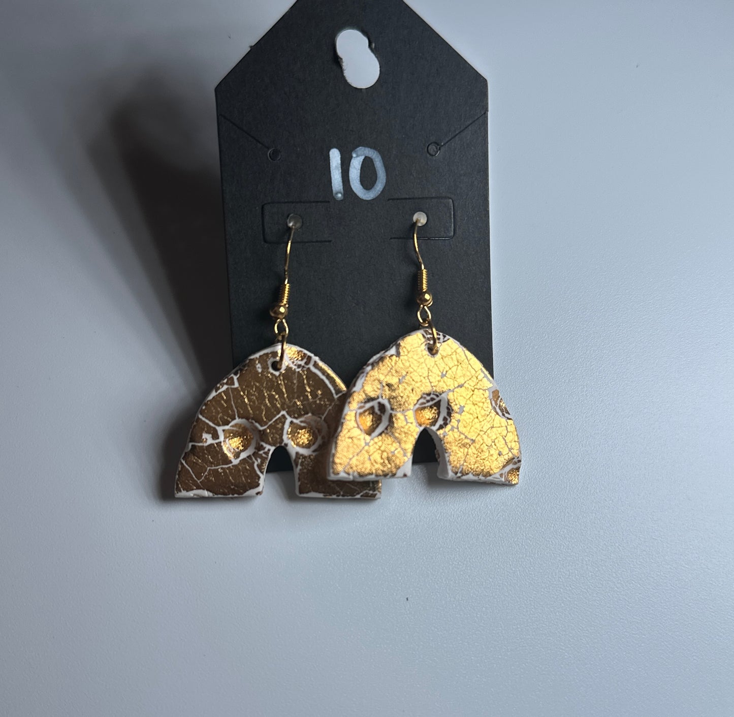 LBN “Golden Canyon” Crackle Arch Earrings-Handmade Clay
