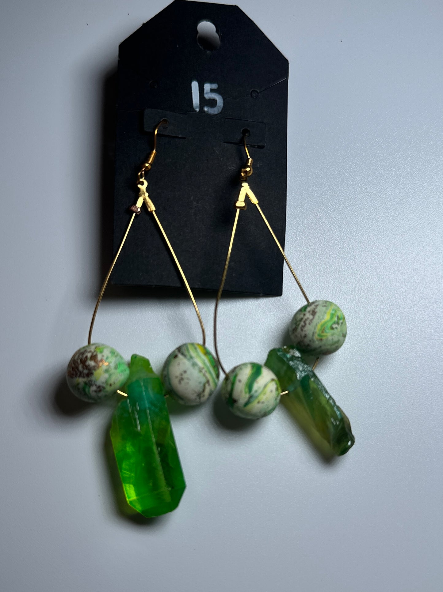 Mystic Moss Drops – Clay & Crystal-Inspired Earrings