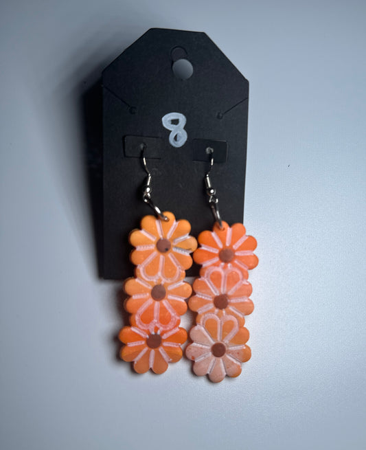 Orange Daisy Stack Earrings – Handmade Clay