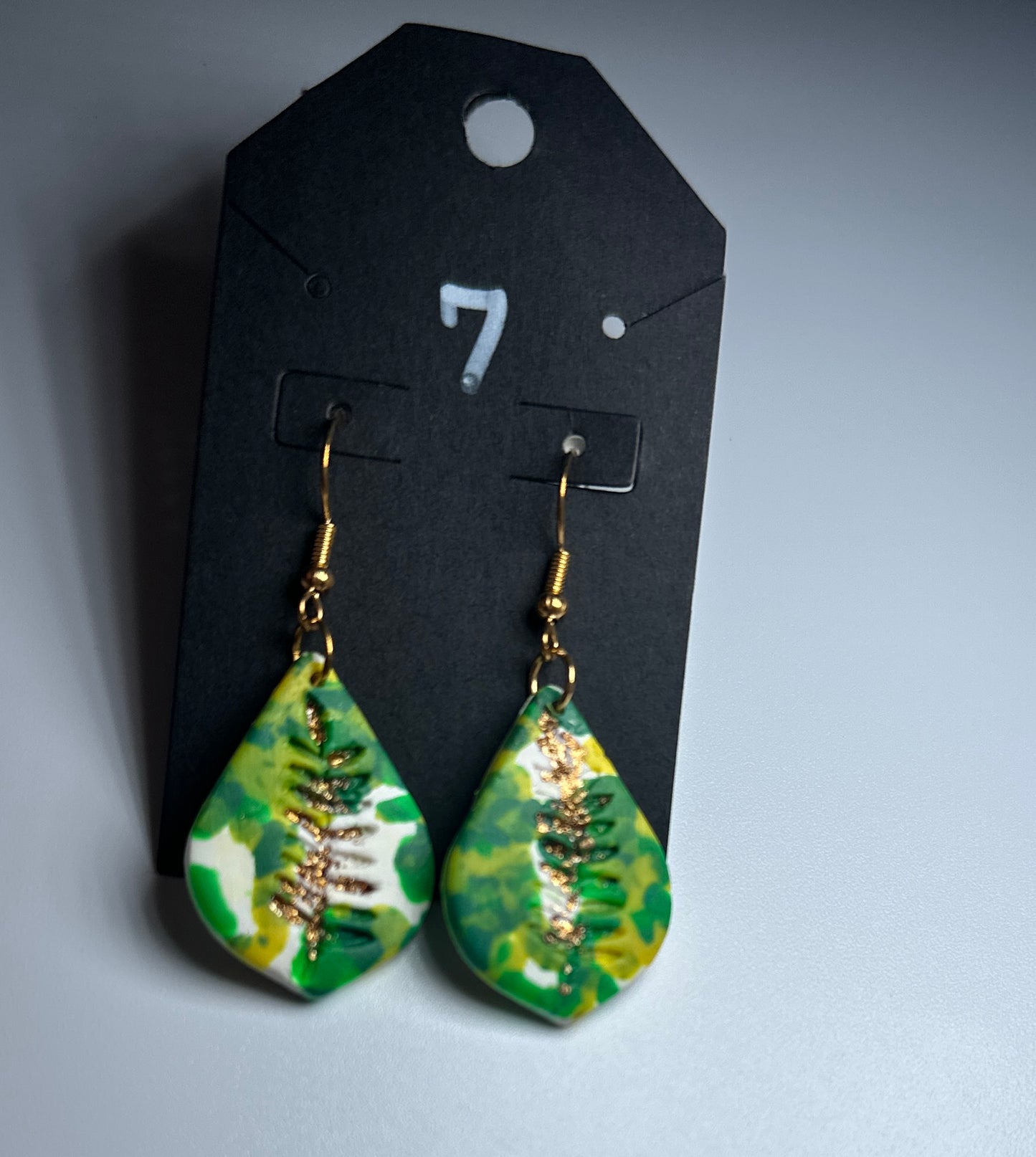 LBN “Jungle Pop” Leaf Drop Earrings-Handmade Clay