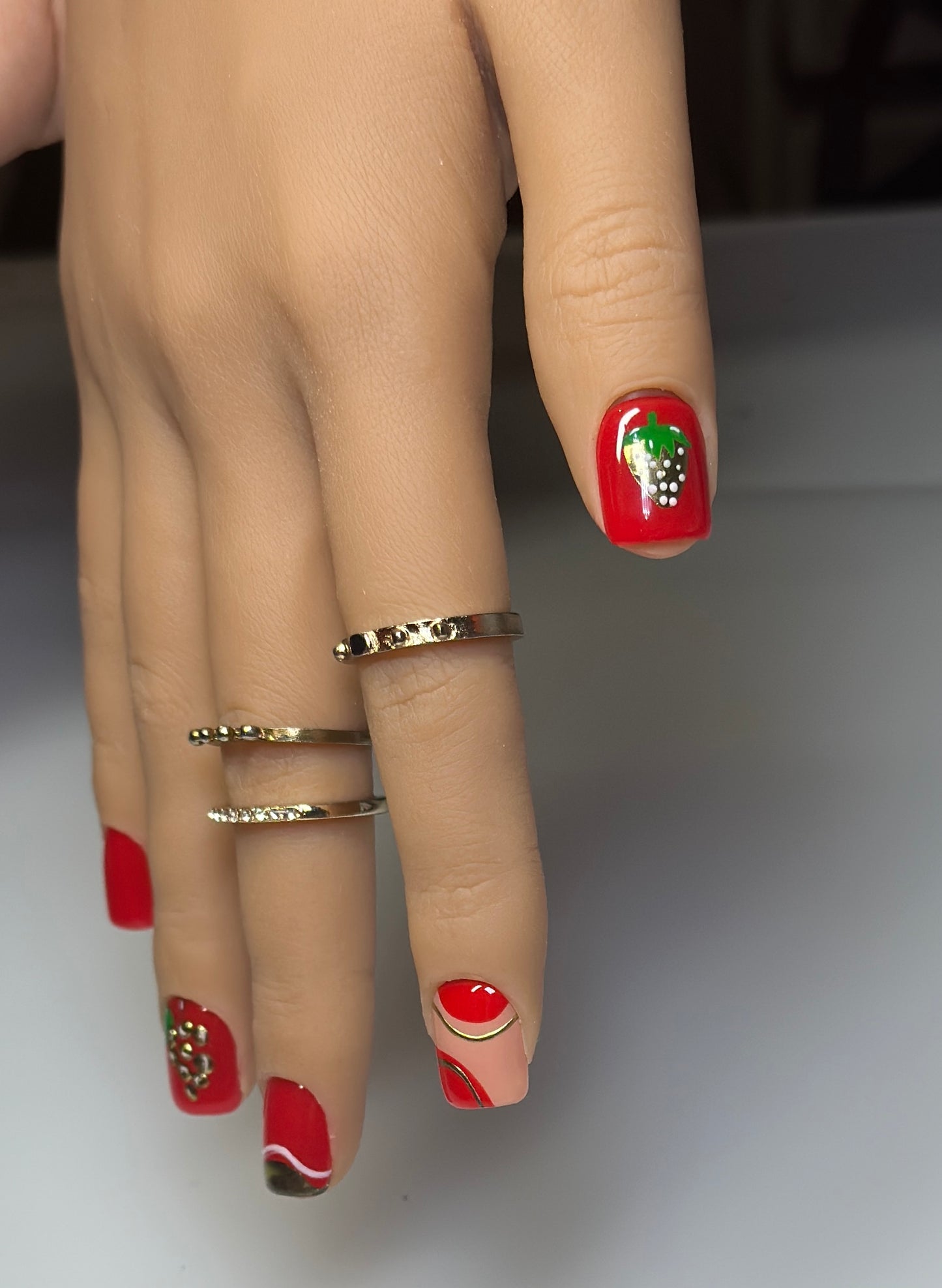 Strawberry Swirl ๐ โ Handmade Press-On Nails