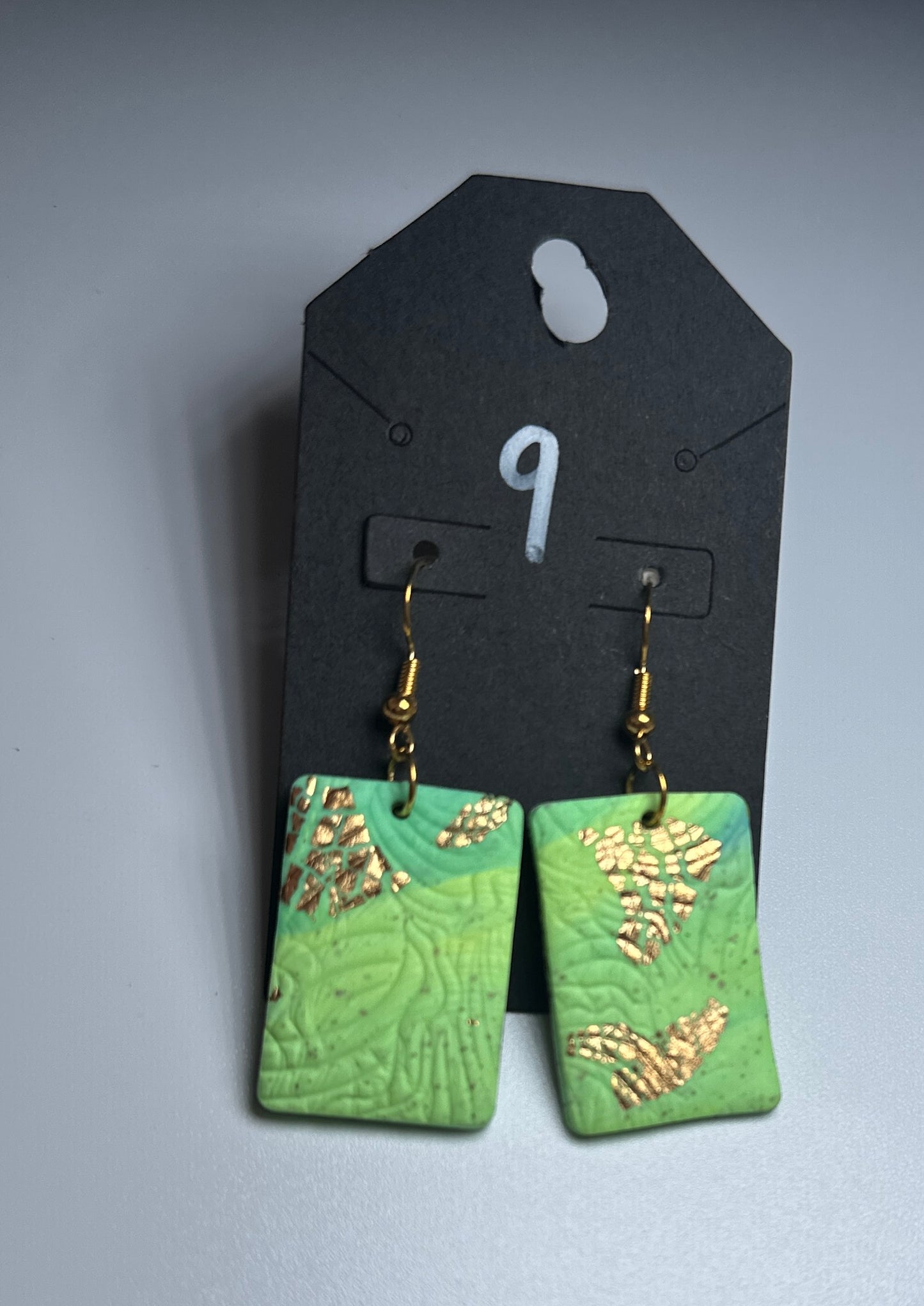 LBN “Golden Meadow” Textured Rectangle-Handmade Clay Earrings