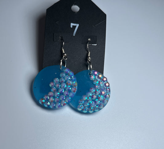 LBN “Mermaid Vibes” Crystal Wave Earrings-Resin Handmade