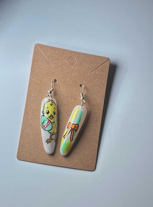 Lil’ Chick Joy-Handmade Press-On Nail Earrings