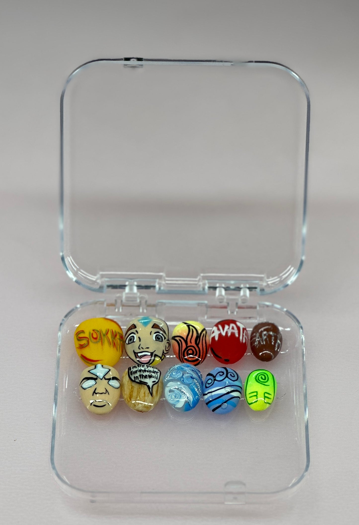 Four Elements Hand-Painted Press-On Nails-Medium Length