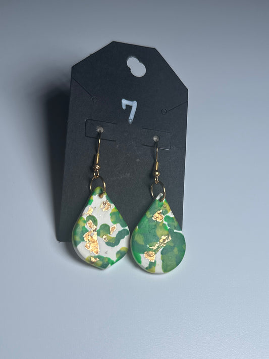 Emerald Forest Teardrop-Handmade Clay Earrings