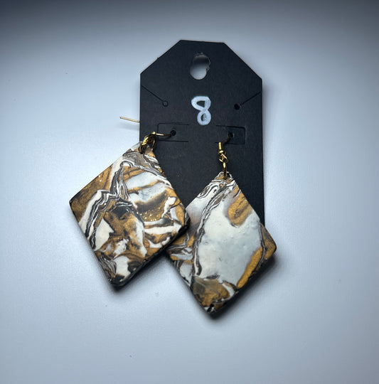 Golden Marble Luxe- Diamond Drop Earrings