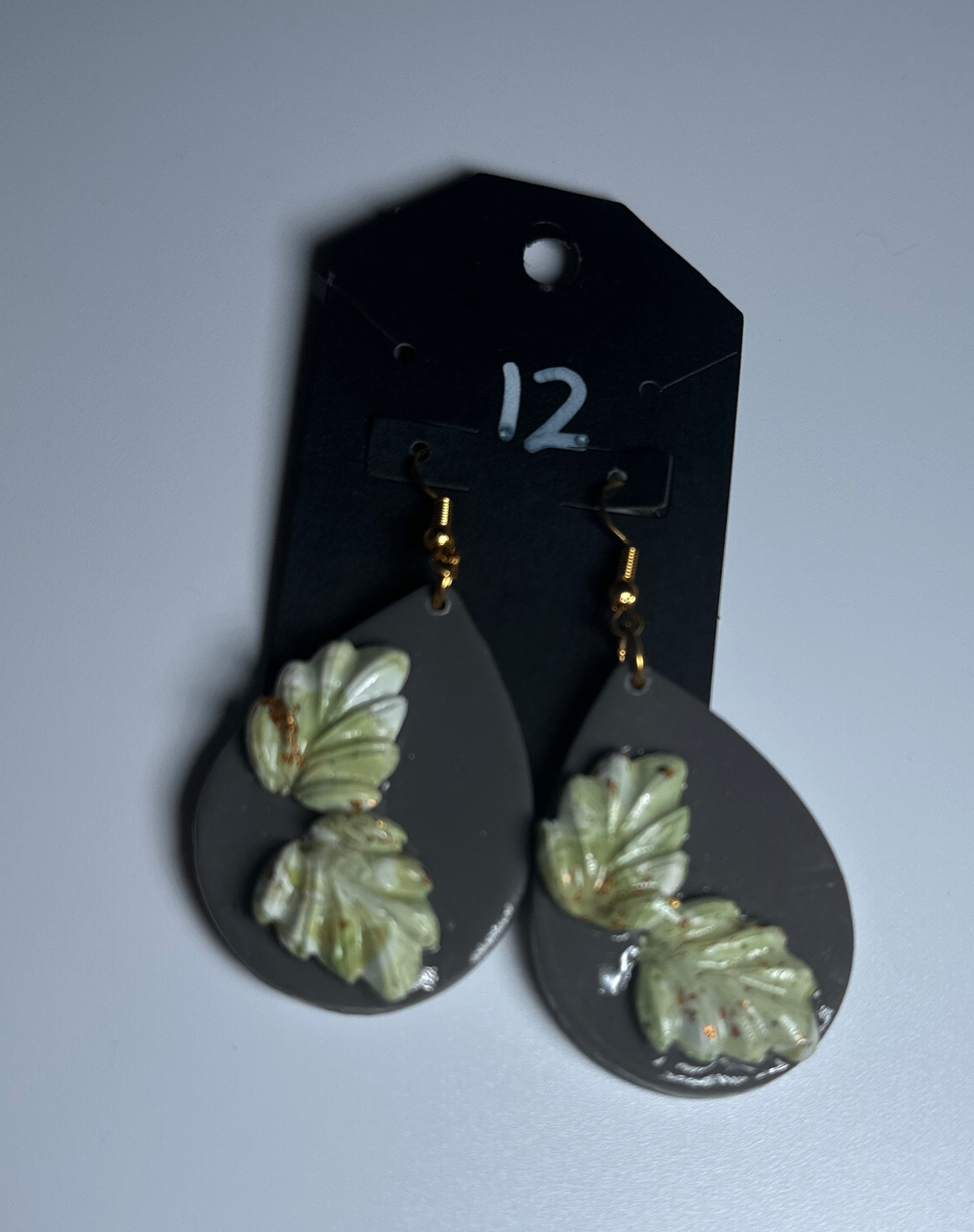 LBN “Jungle Drip” Leaf Accent Teardrop Earrings-Handmade