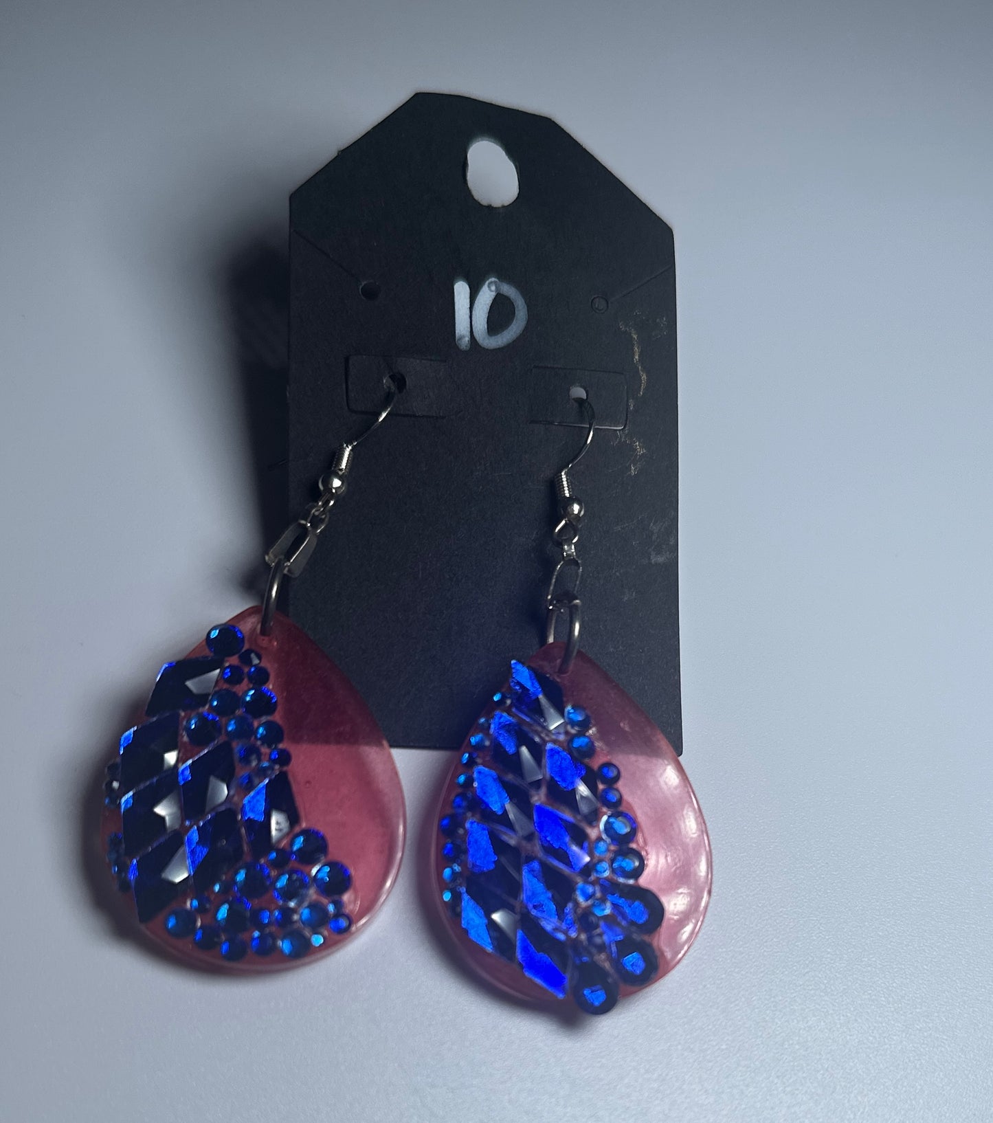Royal Spark Drop Earrings – Pink & Sapphire Blue