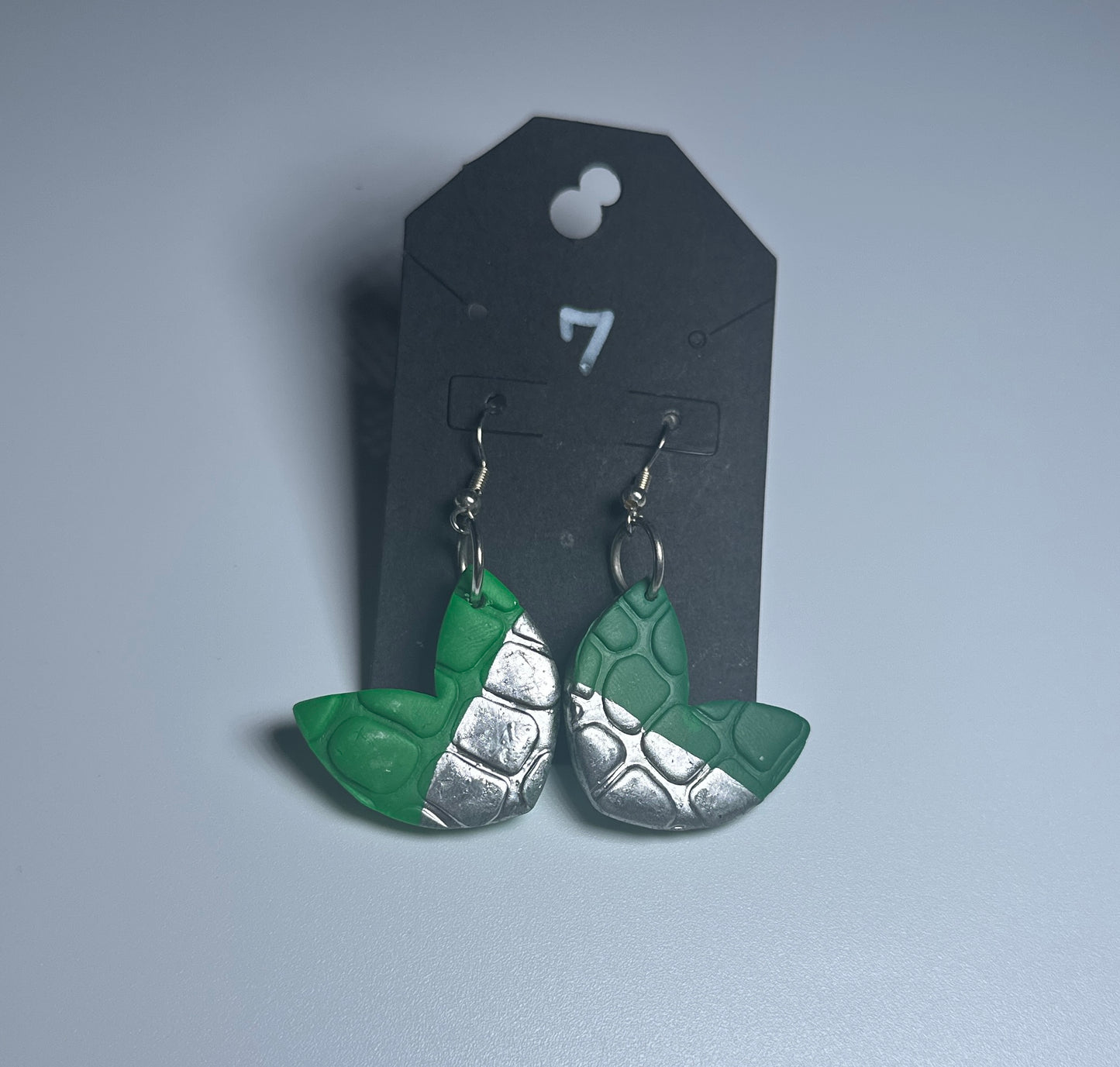 Mermaid Fin Fantasy Earrings – Green & Silver