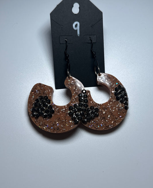 Disco Panther – Glitter Hoops with Black Rhinestones