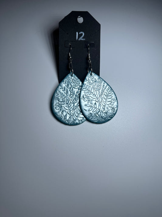Forest Frost – Teal Botanical Drop Earrings