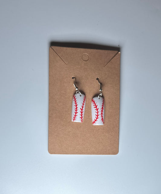 Curveball Cuties-Handmade Baseball Nail Earrings