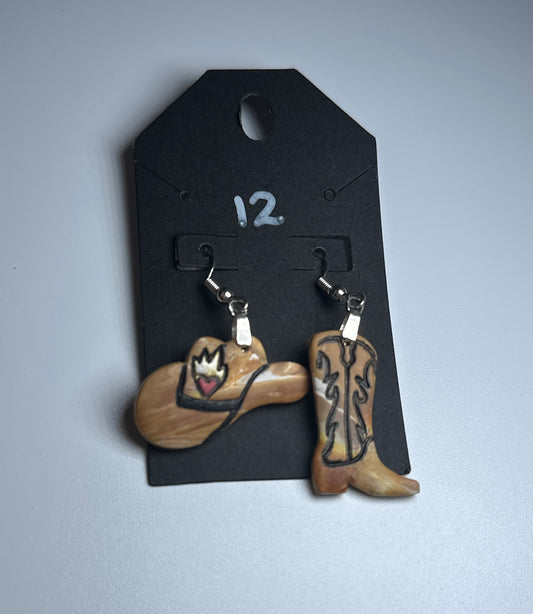 Diamond Dusty Cowgirl-Handmade Clay Earrings