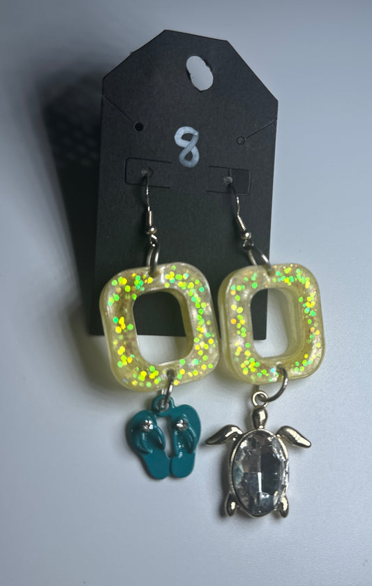 Ocean Vibes Mismatched Dangle Earrings – Flip-Flop & Turtle Beach Charms