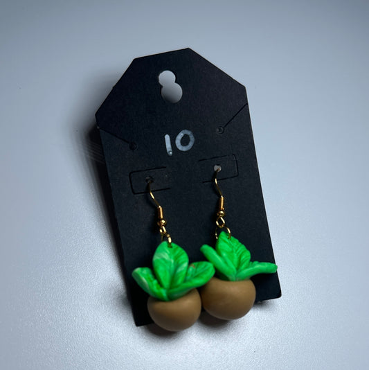 LBN Mini Potted Plant Earrings –Handmade Clay Green Sprout Cuties