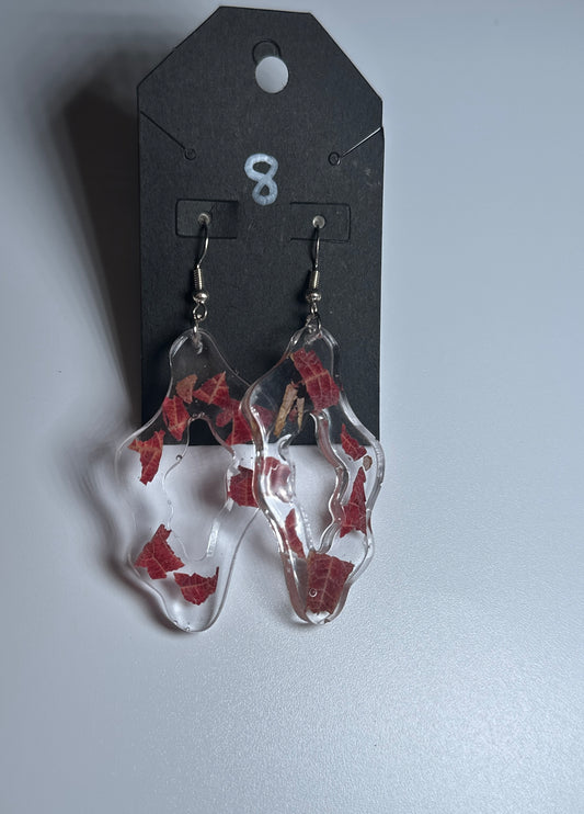 LBN Clear Resin Leaf Drop Handmade Resin Earrings – Autumn Flame
