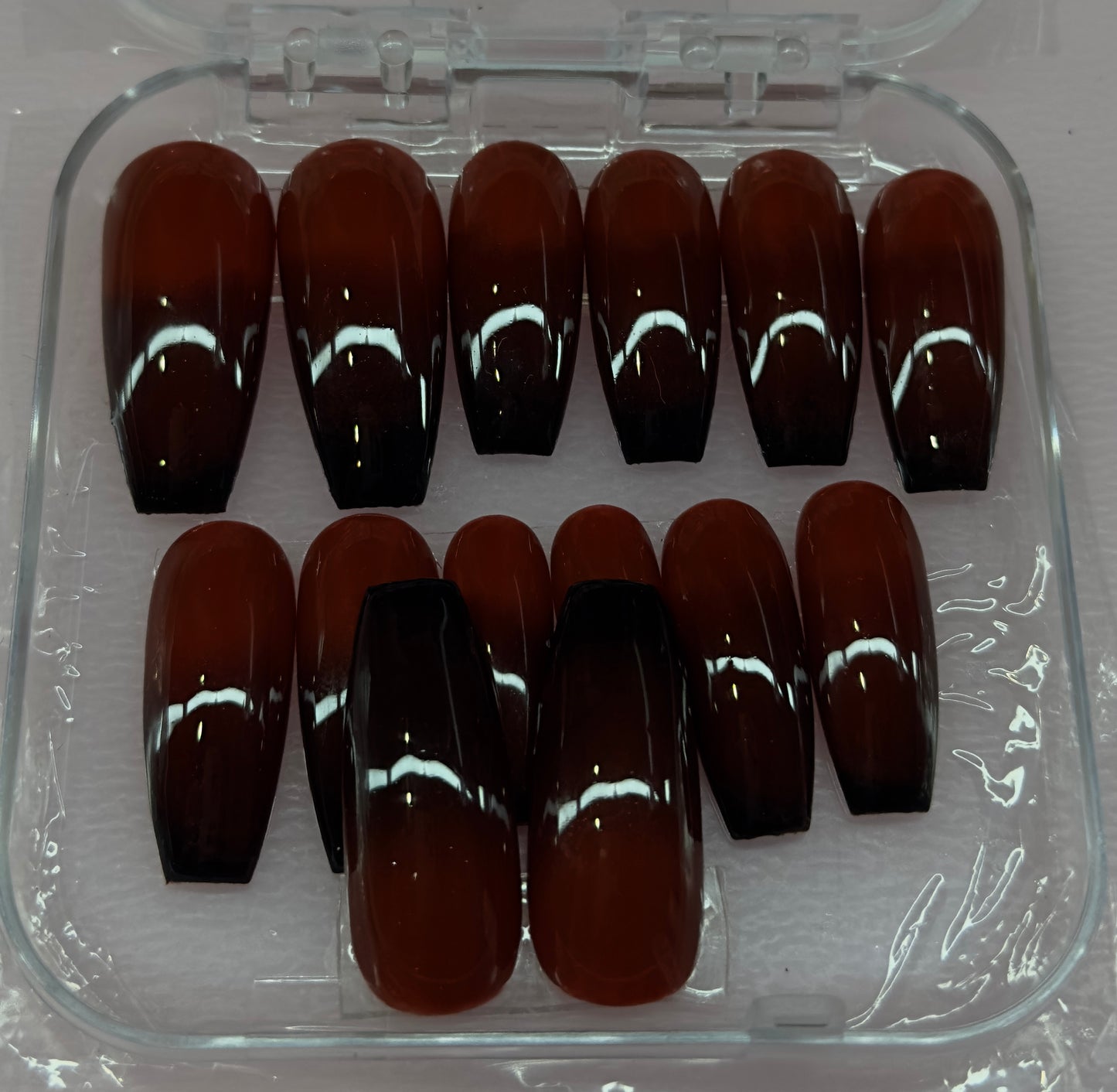 Chocolate Ombré Press-On Nail Set Austin, TX (Medium/ Large Coffin)