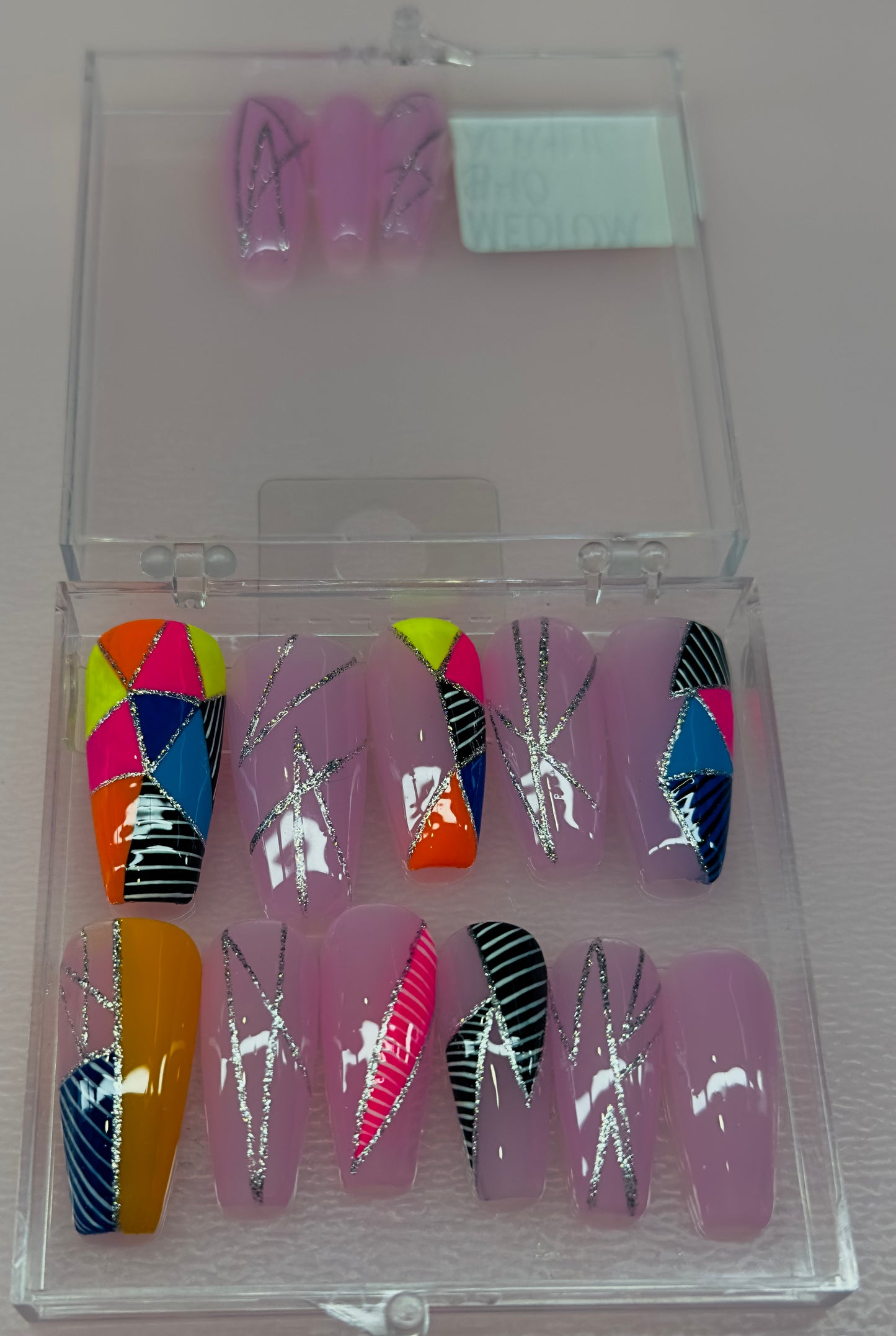 Color Pop Chaos – Abstract Acrylic Press-On Nails |Austin, TX (Size Medium, 14pc Set)