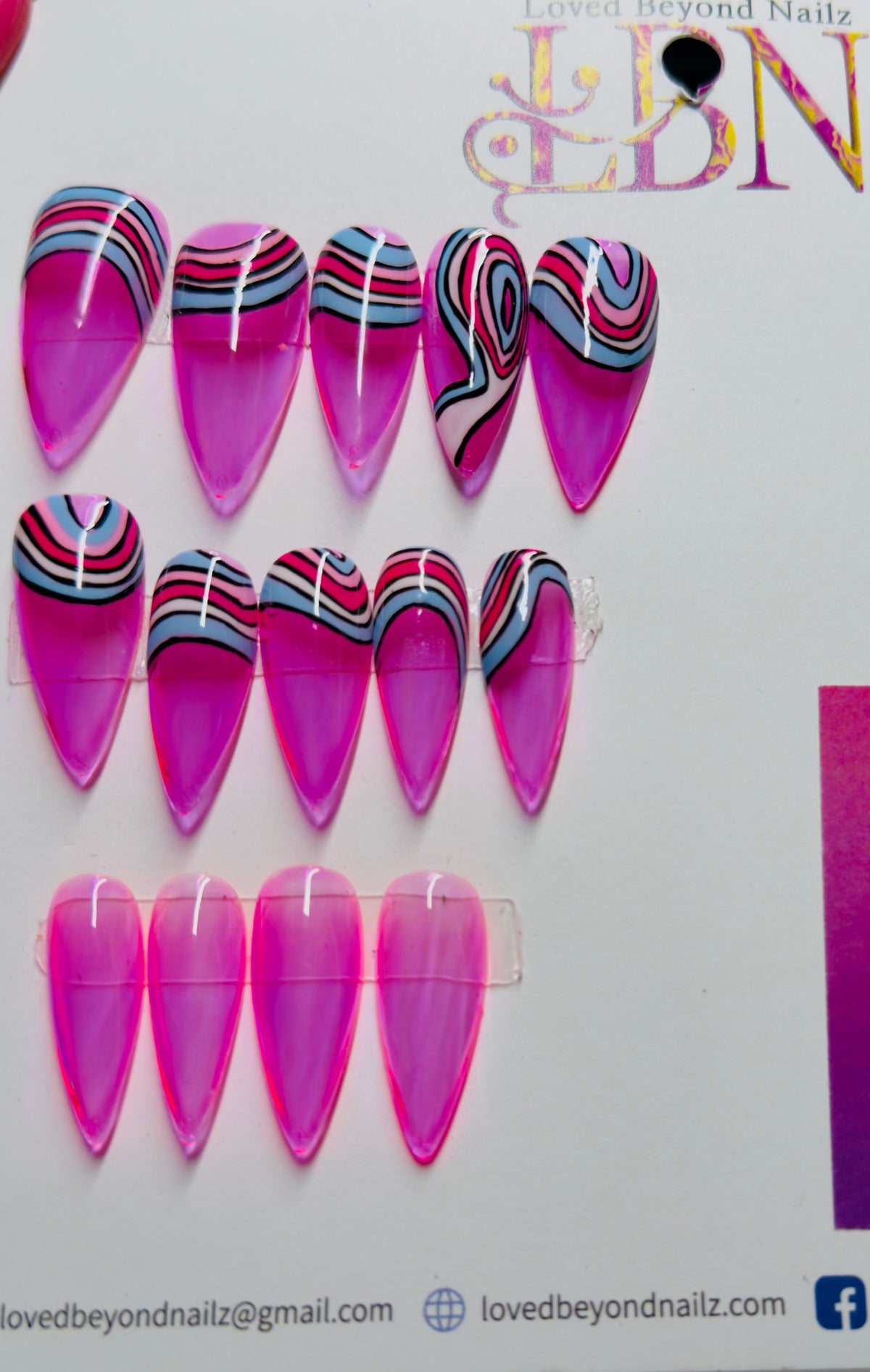 Pink Groove Press On NAils-Large