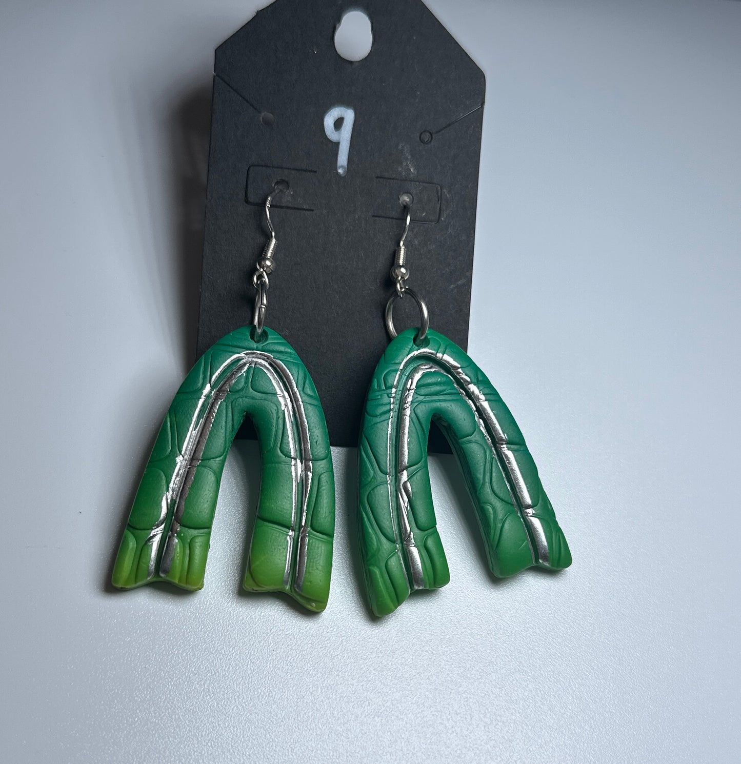 LBN “Jungle Chrome” Embossed Arch Earrings-Handmade Clay