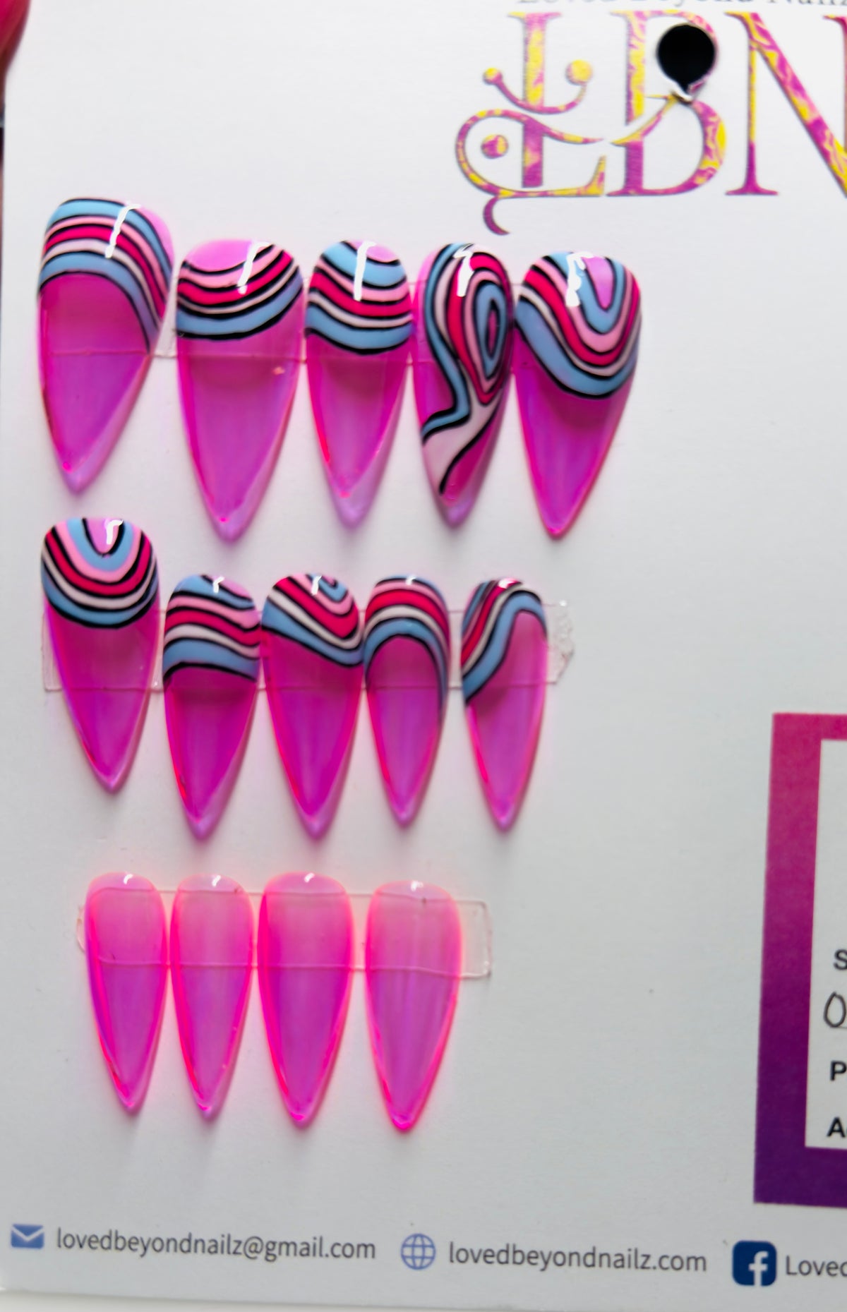 Pink Groove Press On NAils-Large