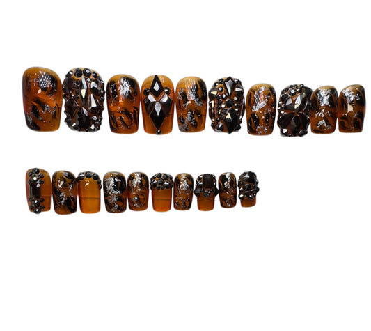 Bronze Obsidian Press-on nail-Gemstone Design