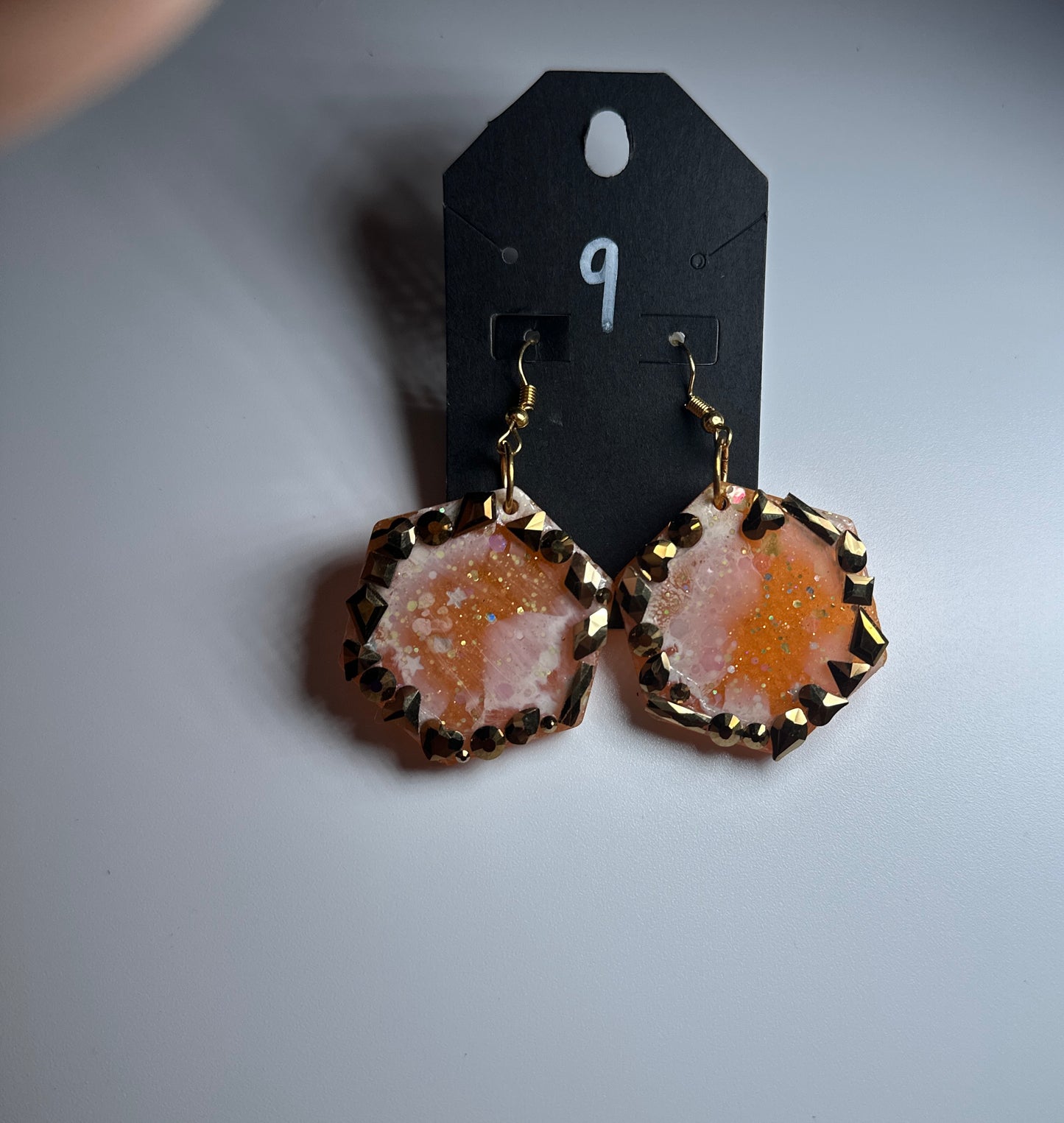 LBN “Orange Quartz Pop” Gem-Edge Resin Earrings